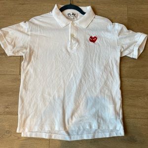 Mens size L Commes De Garçons play white polo